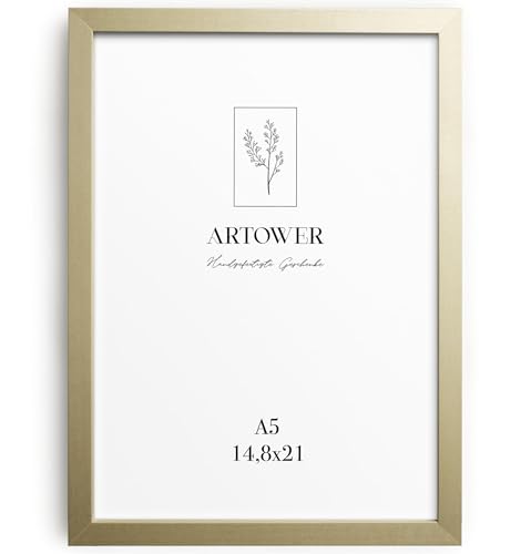 Artower Bilderrahmen für DIN A5 15 x 21 cm Natur Hell Holz Dünner Rahmen | Zertifikatrahmen Vintage Collage | Certificate Frame Natural Wood 14 8 x 21cm | Holzbilderrahmen Rahmen Echtholz