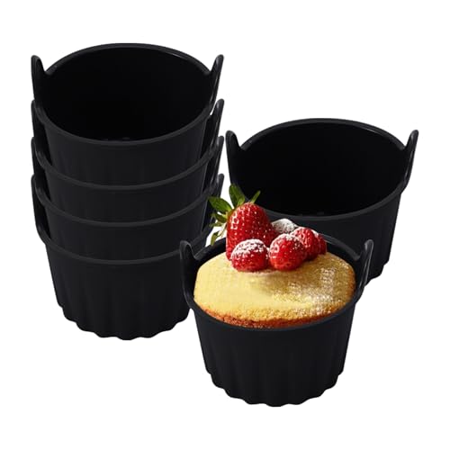 6PCS Ramekins for Air Fryer Air Fryer Egg Mould Food-Grade Silicone Ramekins for Poaching Eggs Baking Soufflés Muffins Custards and Puddings