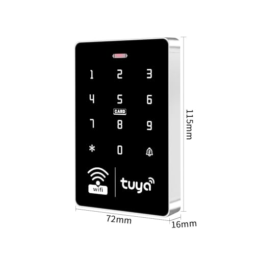 Xenocam WiFi Tuya RFID Access Control Keyboard IP68 Waterproof Dual Frequency 125KHz/13.56MHz Touch Password Access Control Phone Smart App Unlocking Door System