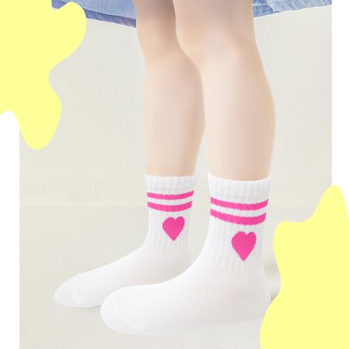 Bemeol Girls Crew Socks 10 Pairs Girl Casual Athletic Cotton Lightweight Stretch Crew Socks for Kids 4-6 6-8 8-10 Years Old4