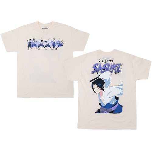 Ripple Junction Naruto Shippuden Sasuke Poses Anime Men's Graphic T-Shirt Natural Medium