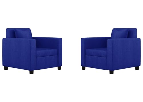Image of 3+1+1 Seater Sofa Set with Ottoman -Modern Velvet Fabric Sofa Set for Living Room, Deep Seating Comfort with Cushions (Blue)