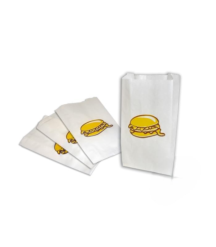 DICAPRODUCT Bolsa para Hamburguesa, Sandwich, Pan de Pita, etc, impresión estándar. Papel de Celulosa Antigrasa Blanca.Caja de 1000 uds, Neutro, Según especificaciones