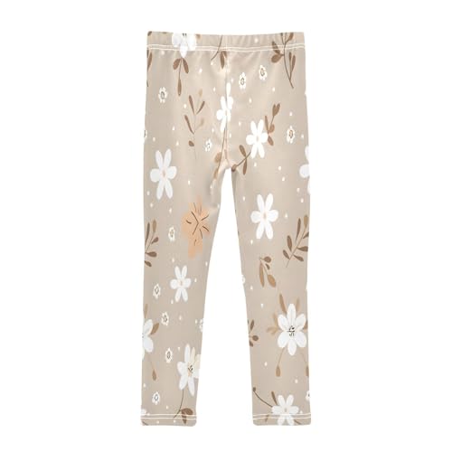 Bolaz Toddler Girls Leggings Printed Yoga Pants Leggings White Flower Gold Leave for Kids2