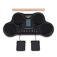 Tabletop velocity-sensitive electronic drum kit ideal for children Includes wooden drumsticks and kick/hi-hat pedals Achieve great drum tones with 30 fully customisable kits and 163 sounds Master the basics of rhythm and track your progress with 25 i...