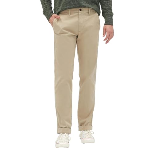 Image of Gap Men Solid Straight Fit Full Length Trousers