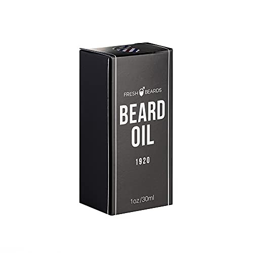 Fresh Beards 1920 Beard Oil - Classic Barbershop Fragrance - Scented Mens Beard and Mustache Oil - Soothing Anti-Itch Moisturizer & Softener for Dandruff Provention and Healthy Beard Growth