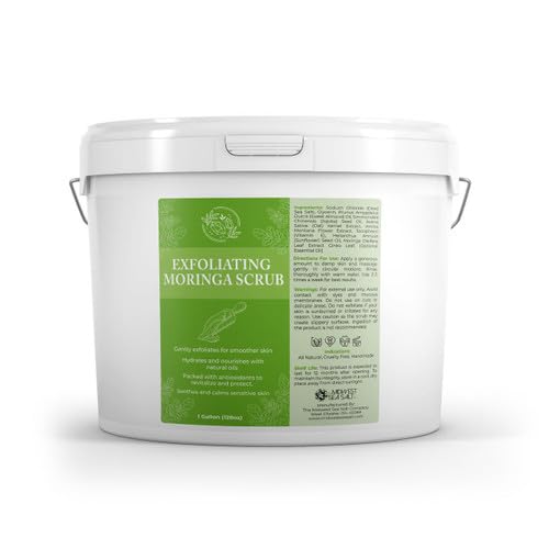 The Midwest Sea Salt Company - Exfoliating Moringa Scrub - 128oz, Unscented (No Essential Oil) - Exfoliating Body Scrub