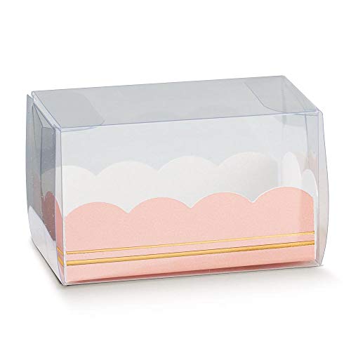 10 Empty Macaroon Boxes - 80x50x50mm Clear Box with Pink Elegance Insert
