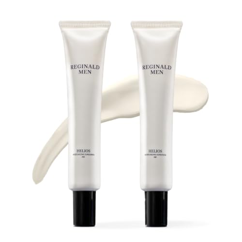 Image of Reginald Men SPF 50+ PA++++ Sunscreen (100g) | In-Vivo Tested | Broad Spectrum UVA /UVB Protection | Brightening & Hydrating | Lightweight, Oil-Free & Non-Sticky | Daily Sun Protection for Men (Pack of 2,50g x 2)