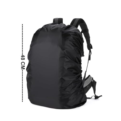 Image of Dust & Rain Cover for Standard Backpack with Storage Pouch | Water-Resistant Dustproof Rain Cover | Elastic Adjustable Protective Cover for School, College, Office, Travel Bags (30L-35L, Black)