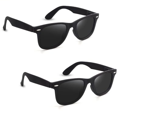 Image of Unisex Stylish Round Sunglasses | TAC Polarized Lens | 100% UV Protection | Men & Women Driving Bikes, Outdoor Sports, Hiking & Travel Eyewear (black sunglass)