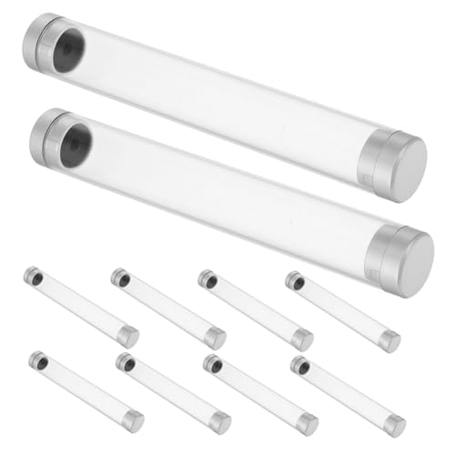 IWOWHERO 10個透明プラスチック製 筒形まげピン収納ケース キャップ付き 携帯用ツールホルダー 傷防止 別保護 持ち運び便利 プロ用アイラッシ