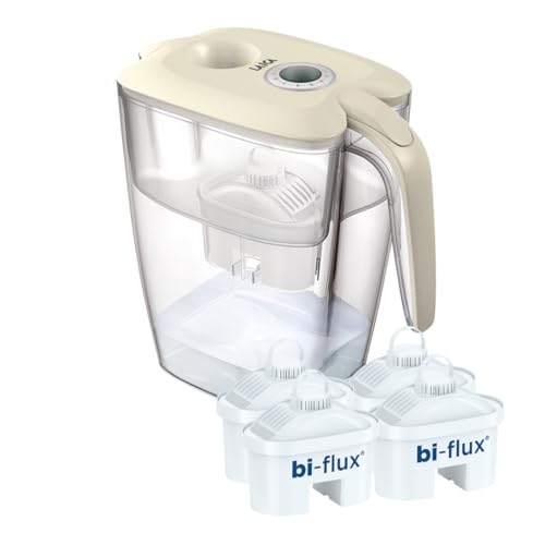 Laica Caraffa Filtrante BIG Roma - Blu - 3,7L - 4 Filtri bi-flux incluso, Preserva i sali minerali e Riduce le sostanze indesiderate - Capacità XXL - Timer Manuale- Sicurezza Made in Italy
