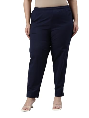 Image of GO COLORS Solid Soft Cotton Printed Pencil Pant for Women | Breathable, Side Pocket