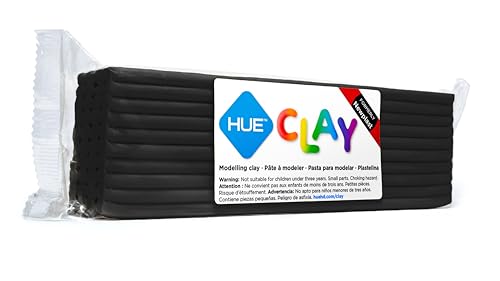 HUE Clay (ex-Newplast) 500g, Noir – pâte à Modeler de Texture Ferme, réutilisable, Non séchante, à Base d’Huile – pour Animation en Stop Motion,...