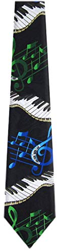 Kb-301 - Mens Novelty Keyboard Necktie - Black Blue Green #TOP1