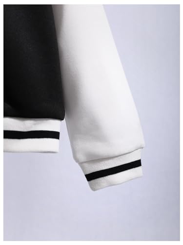 SHENHE Girl's Button Down Letter Colorblock Long Sleeve Baseball Bomber Casual Jacket4
