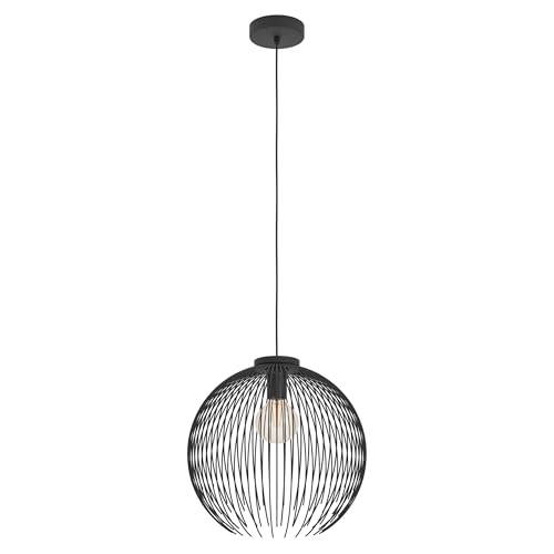 Eglo Pendant Lighting Venezuela, Hanging lamp Above Dining Table, Round Dining Room Ceiling Light Fixture, Black Metal, E27 Socket, Ø 40 cm