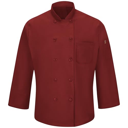 Image of Red Kap Men's Long Sleeve Ten Button Chef Coat with Mimix and Oilblok