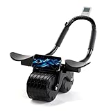 2025 New Tixahi Ab Roller Wheel with Timer & Knee Mat, Home Workout Auto Rebound Abdominal Wheel with Elbow Support - Core Workout Equipment for Strengthening Abs, Home Gym Exercise for Women & Men (Black)