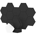 12 Pack Hexagon Acoustic Panels, TONOR 12"x 10"x 0.4" High Density Sound Proof Panels for Walls, Sound Deadening Insulation Treatment Foam Panel, Sound Absorbing Padding for Studio, Office, Home Black
