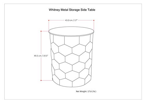 Simplihome Whitney Industrial 17 Inch Wide Metal Storage Accent Side Table In Antique Silver, Fully Assembled, End, Bedside Table And Nightstand, For The Living Room And Bedroom #TOP7