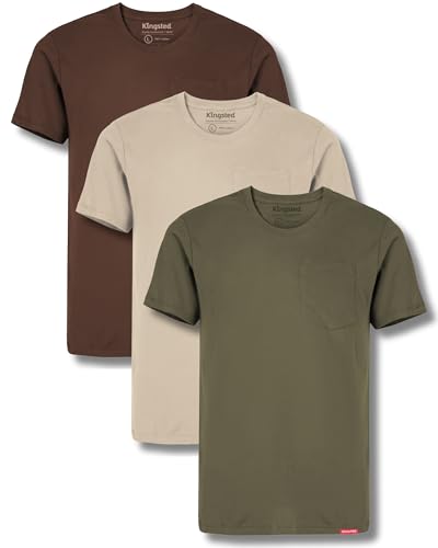 Image of Kingsted Pocket T-Shirts for Men - Super Soft & Comfy 100% Cotton Shirts | Short-Sleeve Crewneck Pocket Tee Shirts - Classic Regular Fit Work Shirt - Built to Last Midweight Cotton T-Shirts for Men