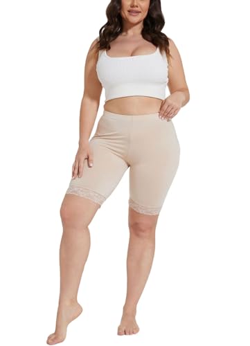 Image of Plus Size Slip Shorts for Women Soft Modal Short Leggings Lace Shorts Under Dresses Mid Thigh Leggings Pants