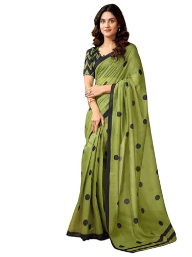 Image of Satrani Women's Chanderi Cotton Printed Ready To Wear One Minute Pre Pleated Readymade Saree with Unstitched Blouse Piece