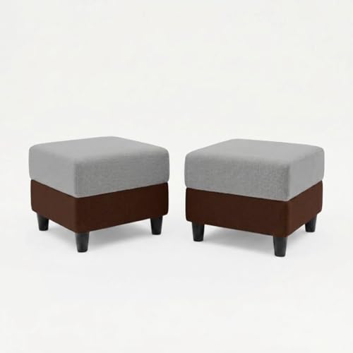 Image of STRIKON Plush 6 Seater L Shape Sofa Set with 2 Movable Ottoman | Flexible Layout |Silken Velvet Suede | Designer Sofa for Living Rooms & Office Spaces (Light Grey & Dark Brown)