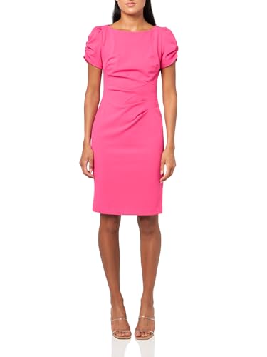 Image of KARL LAGERFELD Short Ruched Sleeve Jewel Neck Sheath Mini Dress