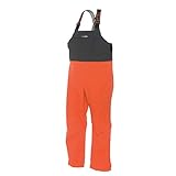 Grundens Men’s Full Share Bib | Waterproof, Breathable, Orange/Grey, Large