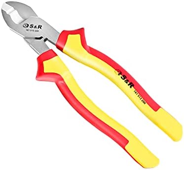S&R Cable Shears / Side Cutter VDE Tested up to 1000 V, 200 mm, 70C Steel, Hardness 66 HRC, Professional Cable Cutter for Electricians, Assembly, Workshop with 2-Component Ergonomic Handles