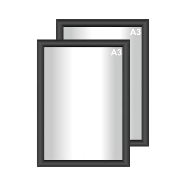 Snap Poster Frames | Certificate Photo Display | Clip Poster Holders for Retail And Advertising Displays | Notice Sign Board Frame for Walls (Black Colour) (2, A3 (297 x 420mm))