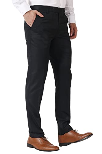 Image of MALENO Men's Slub Effect Solid Trouser | Classic Slim Fit Formal Trousers for Men | Slim Fit Trousers for Men