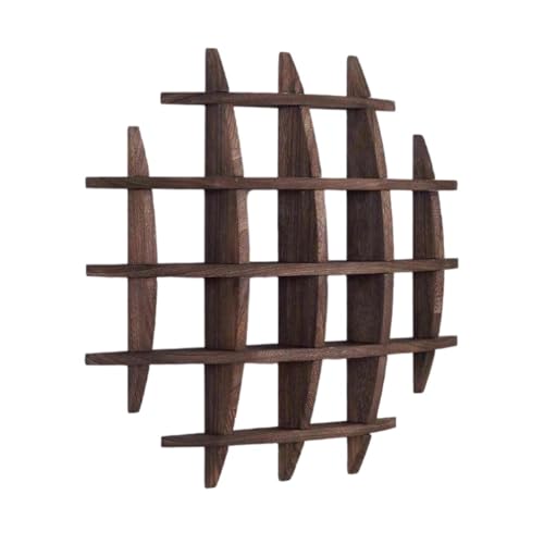 HeartTrend木製アンティーク調飾り棚|ほぞ継ぎ構造 壁掛け珍品棚 ダークウッド 茶器・ティーセット収納用? (木炭色)