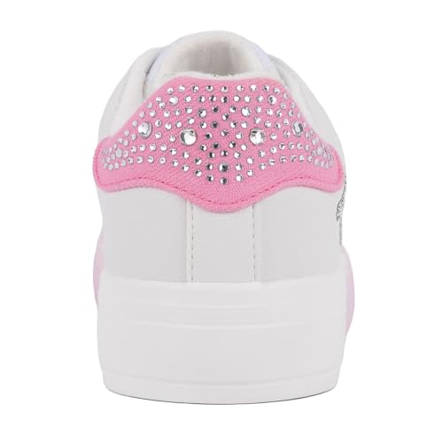 Juicy Couture Women's Rhinestone Logo Sneakers, Stylish Casual Shoes with Sparkling Detail, Comfortable Lace-Up Design-Aurelie-White Pink-8 by Juicy Couture - Used condition - Image 3
