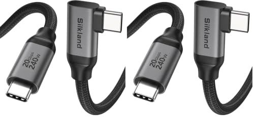 Image of Silkland USB C Monitor Cable Right Angle 3.3FT, 8K@30Hz 5K /4K@60Hz Display (Pack of 2)