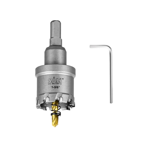 Image of SALI 1-3 /8 inch (35mm) TCT Hole Saw Kit Tungsten Carbide Tipped Hole Saw Drill Bit with Titanium-Plated Pilot Drill bit for Metal, Stainless Steel, Iron, Wood, Plastic
