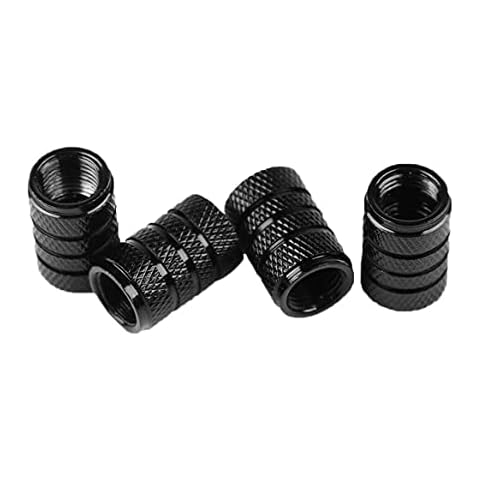 Marcraft Black Metal Pattern Tyre Wheel Alloy Valve Caps Dust Caps (4 Pack) Universal for Cars, SUVs, Bicycles, Motorcycles, Trucks | Rubber Airtight Seal | Aluminium Alloy | Screw-On Cover