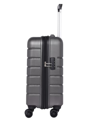 FUR-JADEN-Empower-55CM-Cabin-Size-Hardside-Polycarbonate-Trolley-Suitcase-Luggage-8-Wheels360-Rotation-Number-Lock-Telescopic-Trolley-Handle-Small-Grey