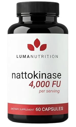 Luma Nutrition Nattokinase Supplement - Natto 4000 FU Per Serving Premium Heart Health Support - Vegan & Gluten Free - 60 Capsules 30 Servings