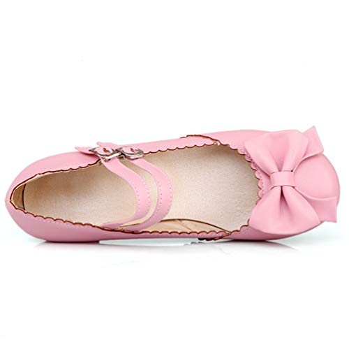 Caradise Womens Sweet Bow Shoes Mid Heel Chunky Mary Janes Double Strap Pumps3