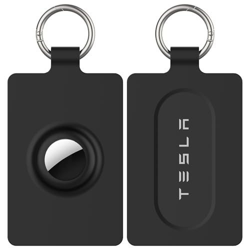 Card Holder for Tesla Keycard with AirTag Slot Soft Silicone Key Card Protective Case Cover for Tesla Model 3 Y S X Cybertruck Key Holder with Keychain Key Rings - 1 Pack