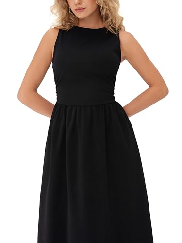 CIDER A Line Dress Womens Sleeveless Cocktail Party Midi Elegant Dresses with Pockets3