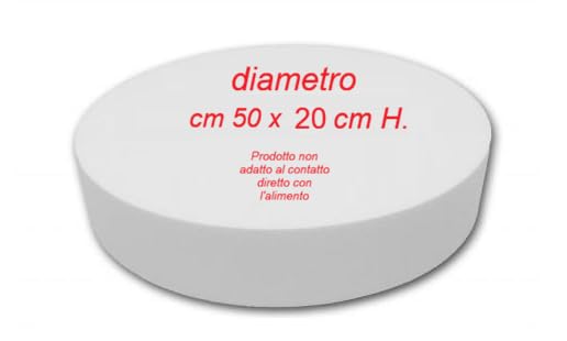 Base in polistirolo per Torte in alta densità, diametro cm 50 x 20 cm di altezza, superficie liscia, ideale per Feste di Compleanno e Cake design