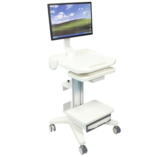 Carro médico para hospitales y clínicas, tablero de plástico ABS, marco de aleación de aluminio, 3 ruedas silenciosas, soporte de monitor para salones de belleza y odontología