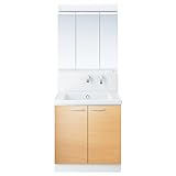 TOTO 洗面化粧台セット(KZ) 750mm 三面鏡(ベーシックLED)+2枚扉 ルースミルベージュ KZ75B1EN