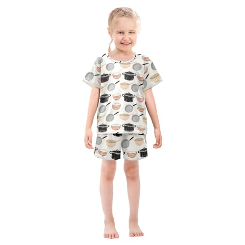 Pajama Sets Pots Pans Short Sleeve Summer Sleepwear 2 Piece Pjs3
